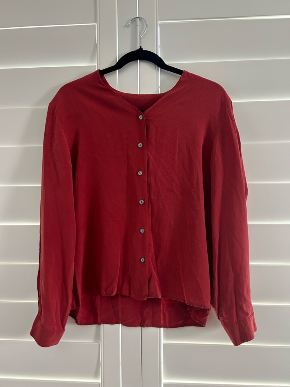 Talbots Women’s Silk Red Button-Front Blouse